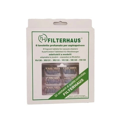 PROFUMINI fragrance tablets for Folletto Kobold VK135 VK136 VK140 VK150 VK200, 6-pack, enhances vacuum cleaning.