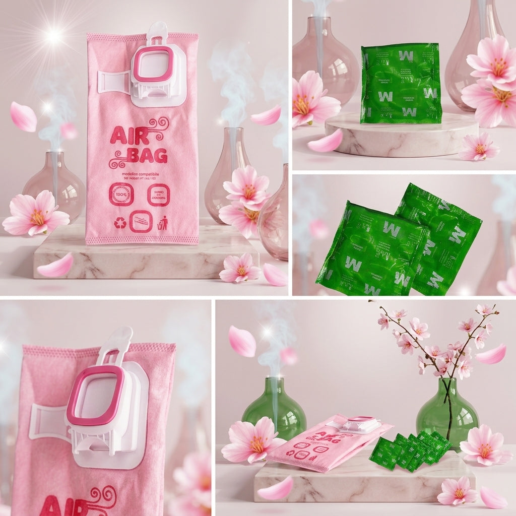 6 Sacchetti per Folletto VK 140 VK 150 Rosa Profumati Con Profumazione Aggiuntiva
