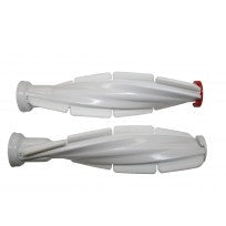 SPAZZOLA MATERASSI PER EB 360, dual white brush set with ergonomic design for efficient mattress cleaning.