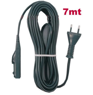 CAVO ALIMENTAZIONE COMPATIBILE PER FOLLETTO VK140, 7mt length, durable plug design, ideal for efficient power connection.