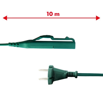CAVO ALIMENTAZIONE COMPATIBILE PER FOLLETTO VK140 10MT, robust green cable with European plug, 10 meters long.