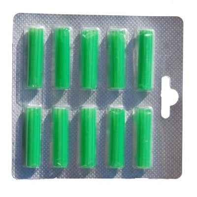 BLISTER 10PZ PROFUMINI for Folletto VK120 VK121 VK122 VK130 VK131, universal fresheners in green packaging for cleaning.