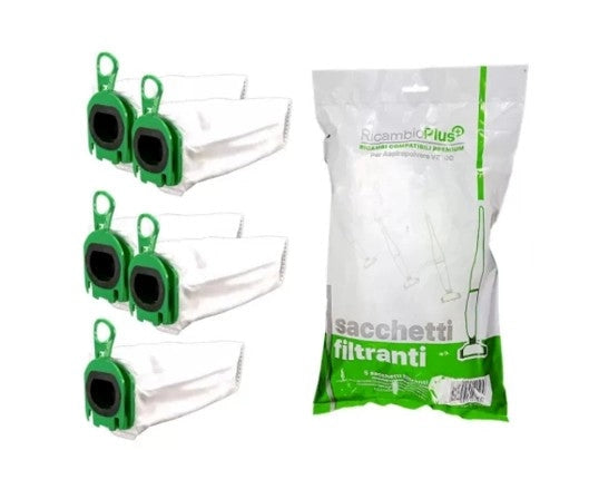 Sacchetti per Vorwerk Folletto VB100 compatibili alta qualità, confezione filtro avanzato per pulizia efficiente.