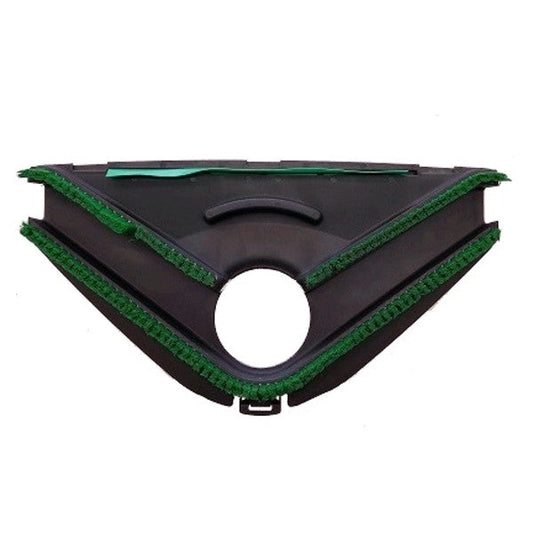 Sottospazzola con setola adattabile Folletto Vorwerk VK200 VK220, design triangolare, setole verdi per pulizia efficace.